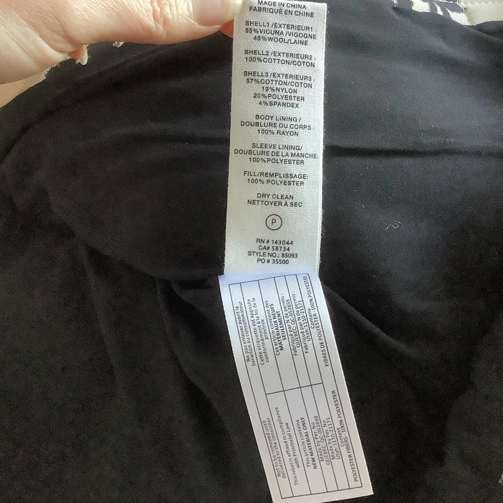 NWT Avec Les Filles Wool/Cotton Blend Mixed Print Quilted Coat, Snap Closure - Picture 4 of 15